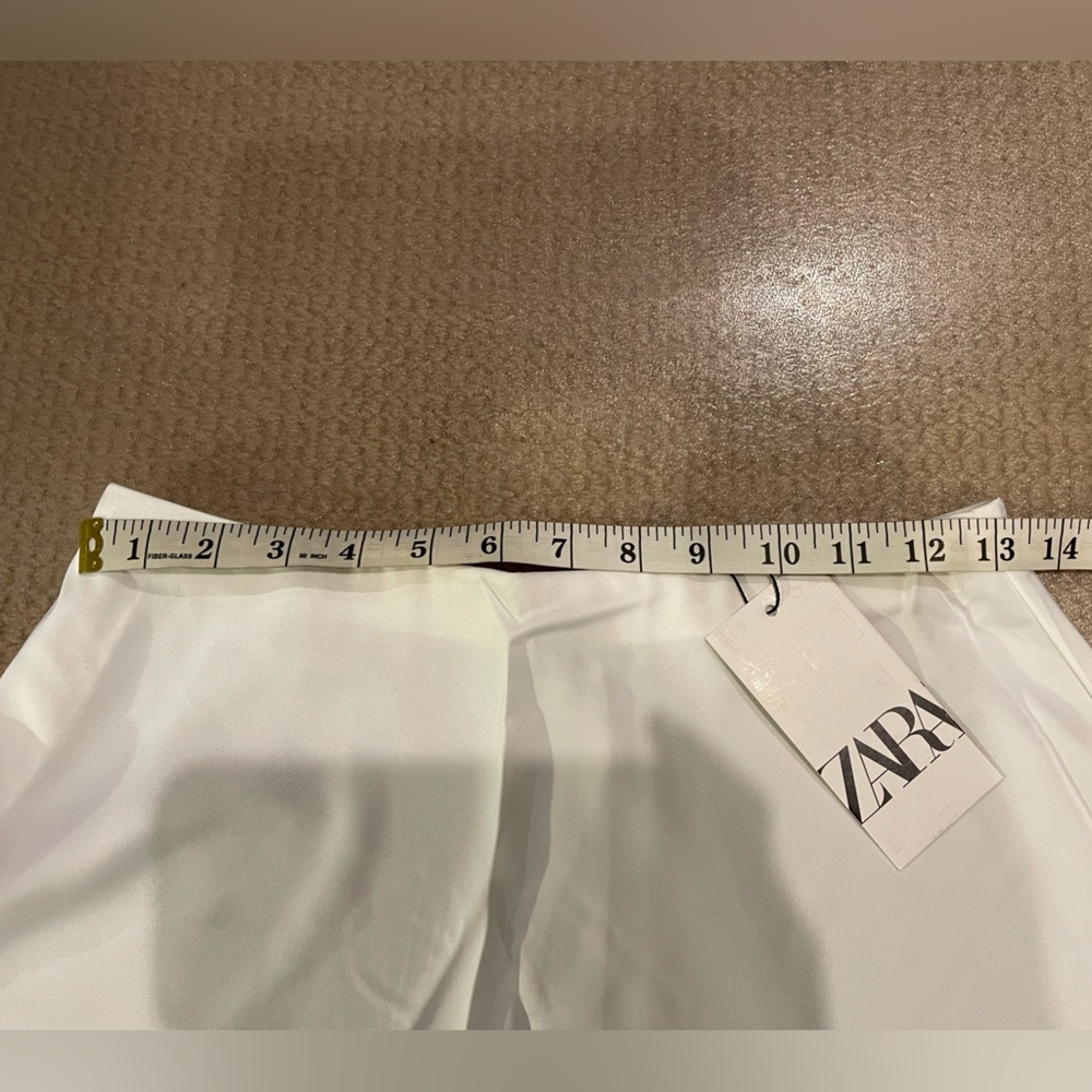 Zara Satin A-Line Midi Skirt in Ivory - Picture 5 of 6
